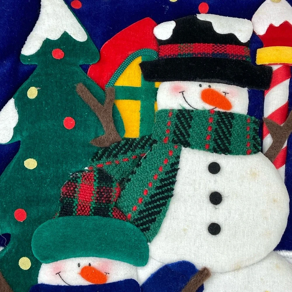 Vintage Pima Creations, Inc. Velvet Quilted Christmas Stocking 3-D ⛄️snowman